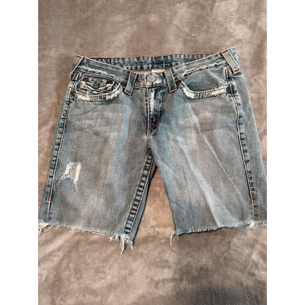 True Religion Joey World Tour Denim Shorts Men's 31 Made USA Y2K Distressed